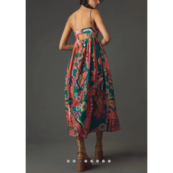 New Farm Rio x Anthropologie Floral Dress, Size Various, Green & Pink - Picture 3 of 6